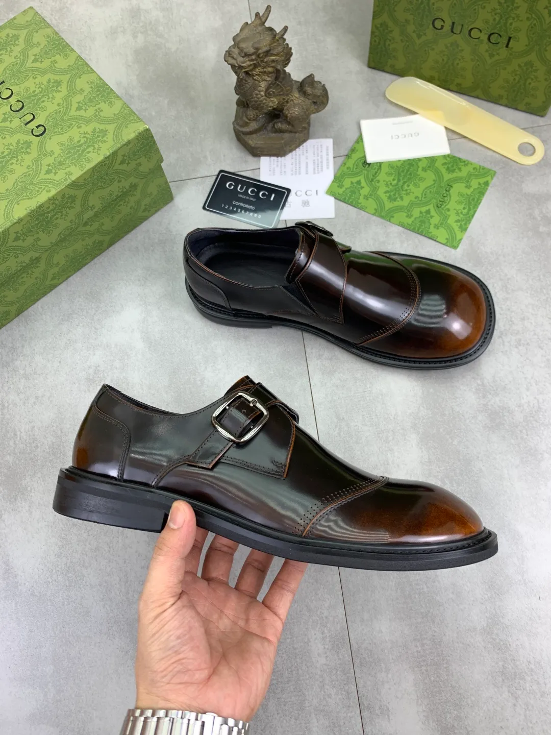 Men's Men's Shoes 💰P580 [New Style] 💰💎💎💎 [Gucci] GUCCI high-end men's formal business leather shoes, original order 1:1! Original imported high-end calfskin, original metal buckle, imported first-layer pigskin lining for feet, original high-end outsole, men's shoe size: 38-44